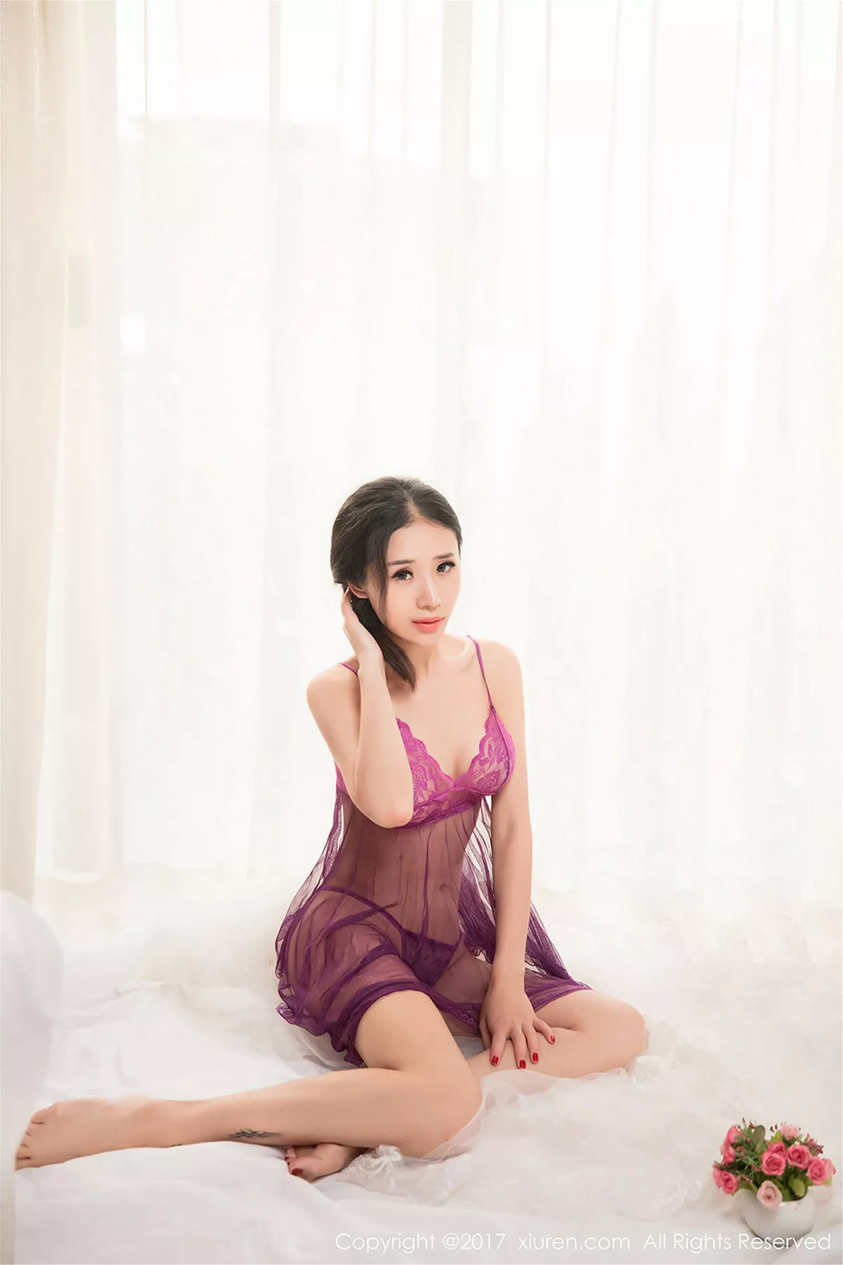 秀人集.com_[XiuRen秀人网]No.785_嫩模馨怡红色薄纱睡裙透视秀美乳翘臀丁字裤撩人诱惑写真43P