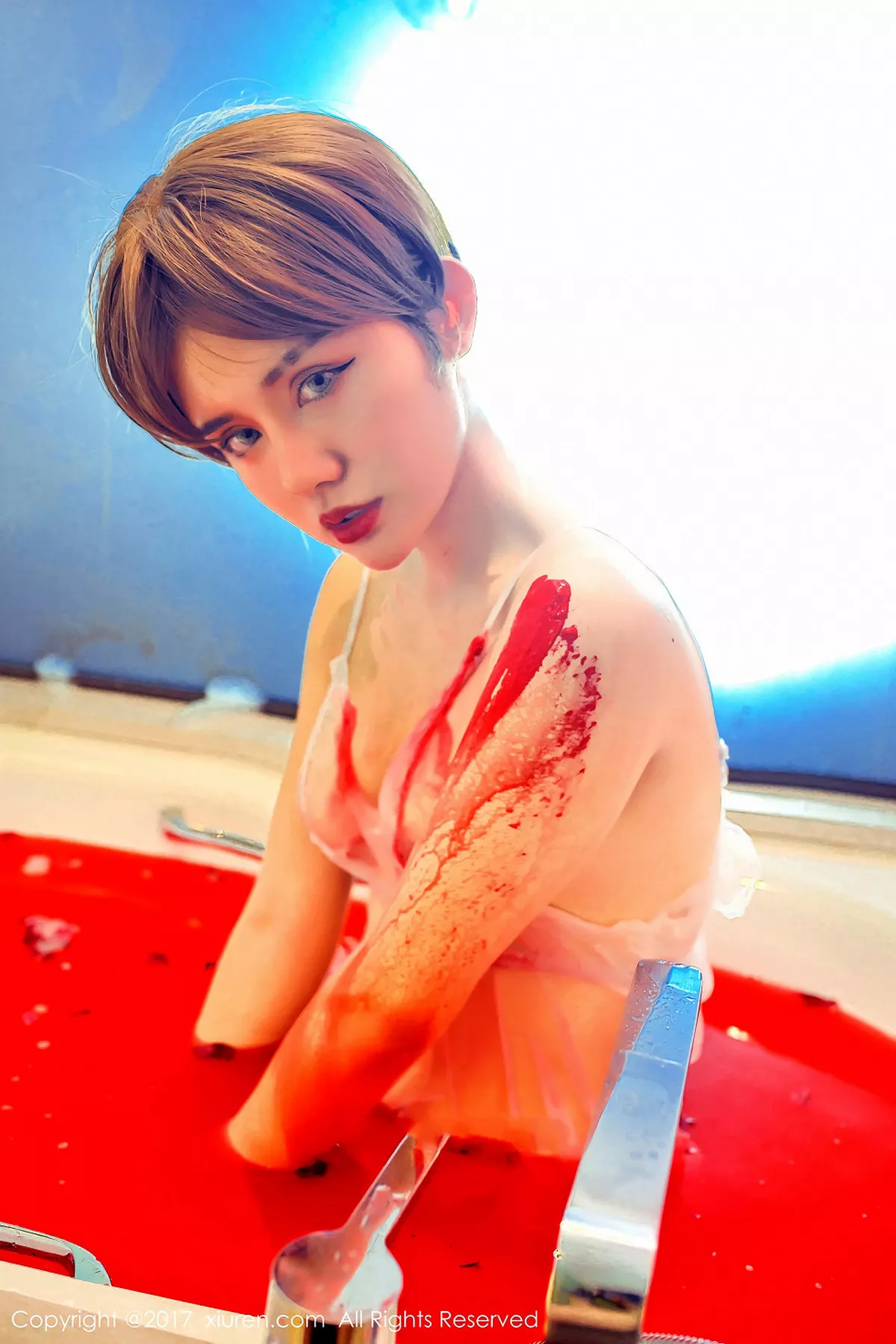 秀人集.com_[XiuRen秀人网]No.840_嫩模兔子NINA万圣节主题半裸床单滚和血腥浴缸湿身诱惑写真41P