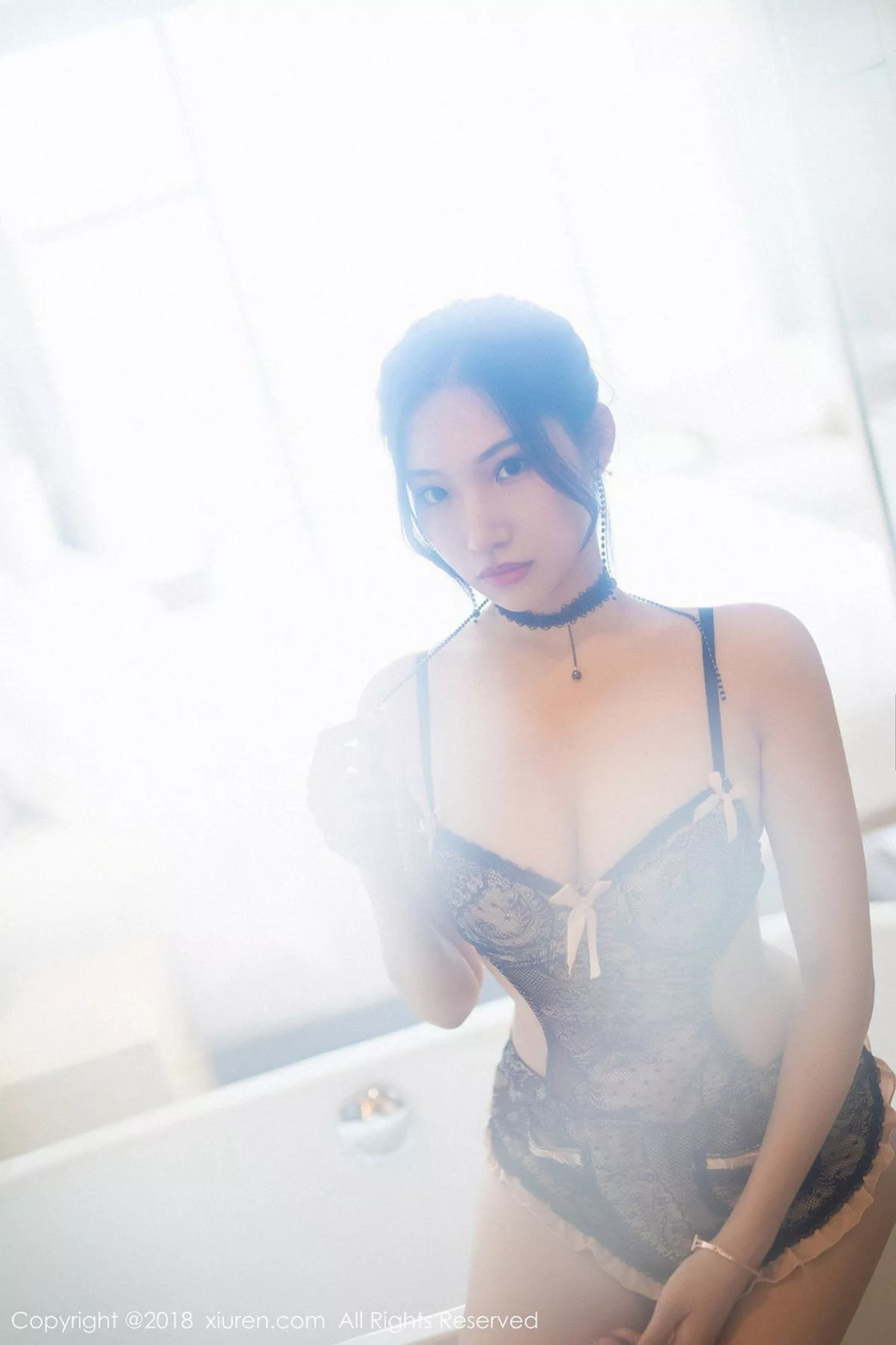 秀人集.com_[XiuRen秀人网]No.893_嫩模小狐狸Sica性感黑色女仆装+浴室透视内衣诱惑写真45P