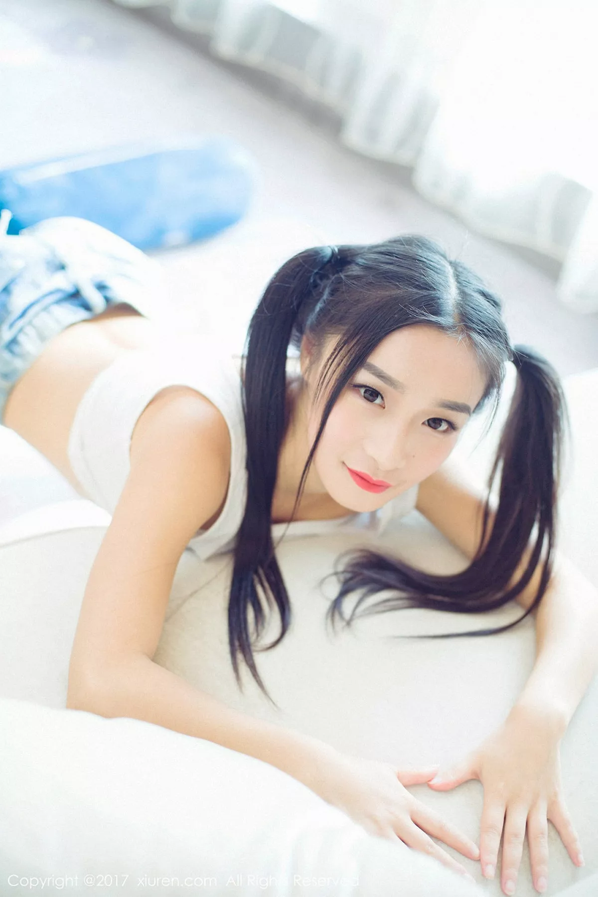 秀人集.com_[XiuRen秀人网]No.883_嫩模绮梦Cherish齐逼牛仔裤配白色内衣紧身秀完美身材写真46P