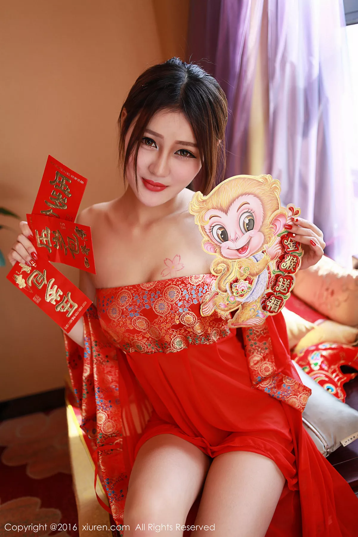 秀人集.com_[XiuRen秀人网]No.476_嫩模王乔恩Abby火红肚兜秀美乳新春福利诱惑写真50P