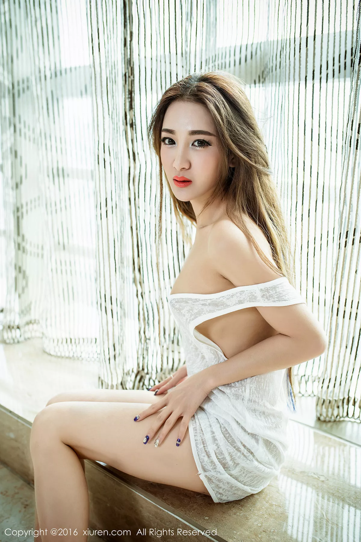 秀人集.com_[XiuRen秀人网]No.569_嫩模Sugar梁莹居家私房透纱背心秀美乳白色蕾丝内裤诱惑写真52P