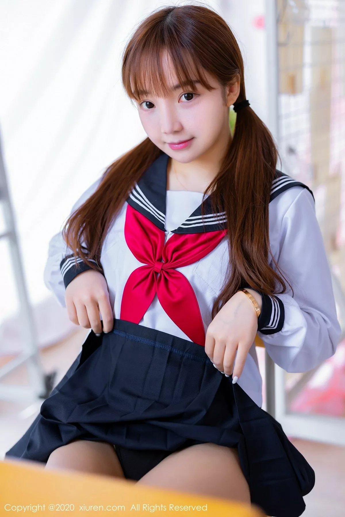 秀人集.com_[XiuRen秀人网]No.2196_嫩模团团子_una经典JK制服配黑色丁字裤秀翘臀撩人诱惑写真59P