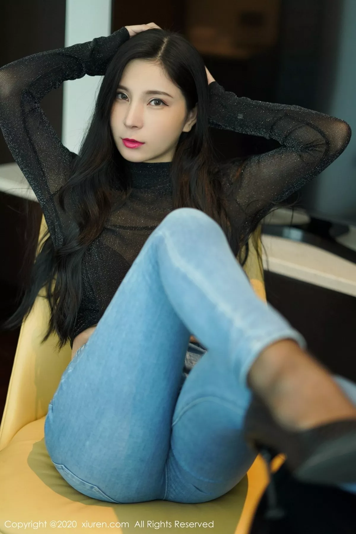 秀人集.com_[XiuRen秀人网]No.2386_嫩模小蛮妖Yummy私房牛仔裤半脱露超薄黑丝裤袜秀翘臀诱惑写真67P