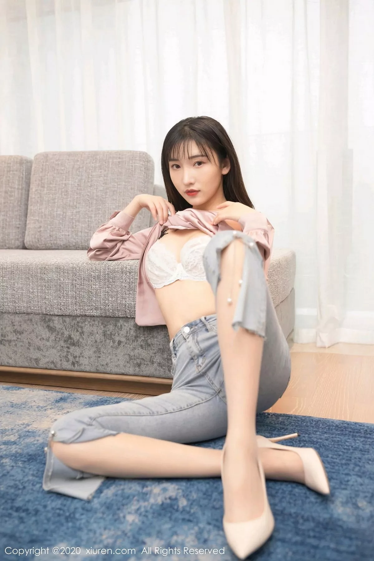 秀人集.com_[XiuRen秀人网]No.2955_嫩模陆萱萱下班偶遇主题私房半脱牛仔裤露肉丝裤袜撩人诱惑写真62P