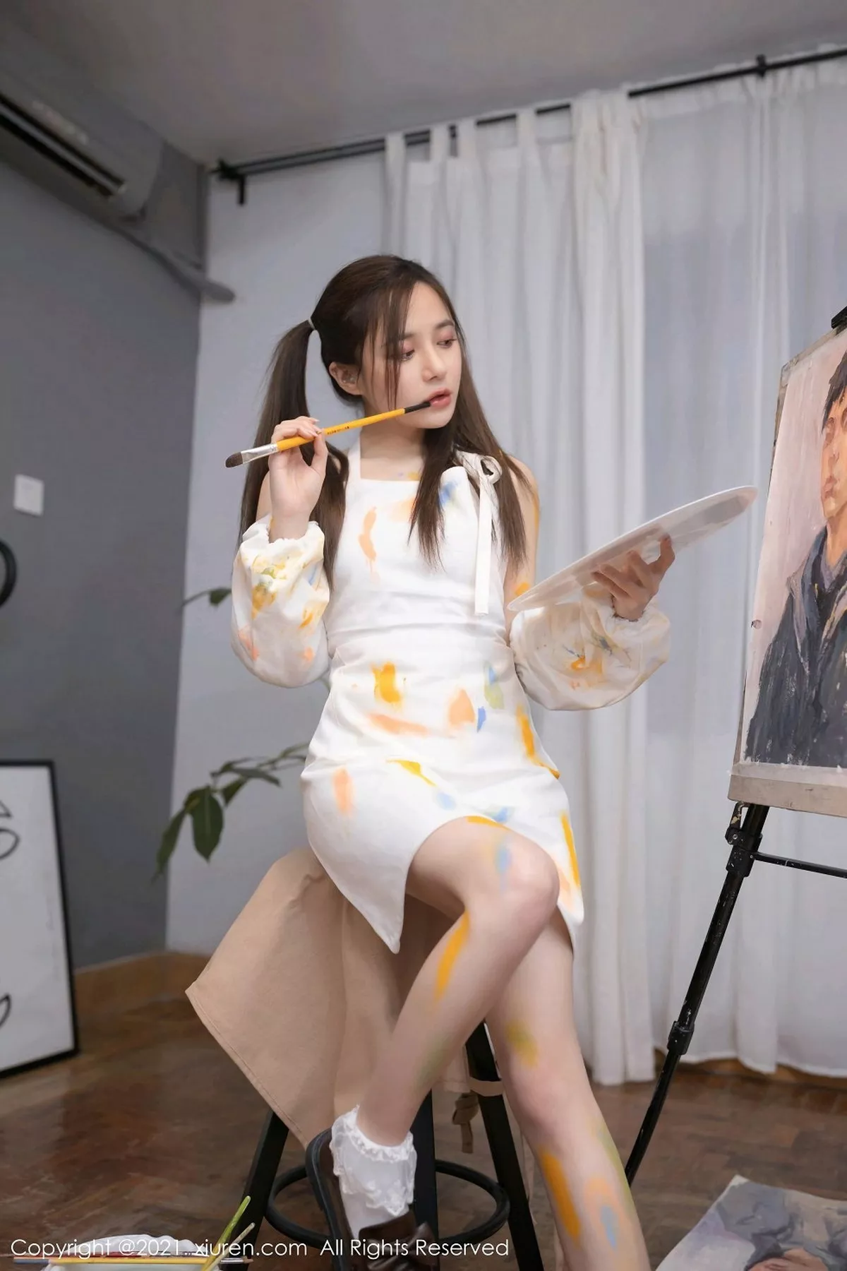 秀人集.com_[XiuRen秀人网]No.3048_嫩模鱼子酱Fish邻居小哥哥画室主题半脱露完美身材诱惑写真70P