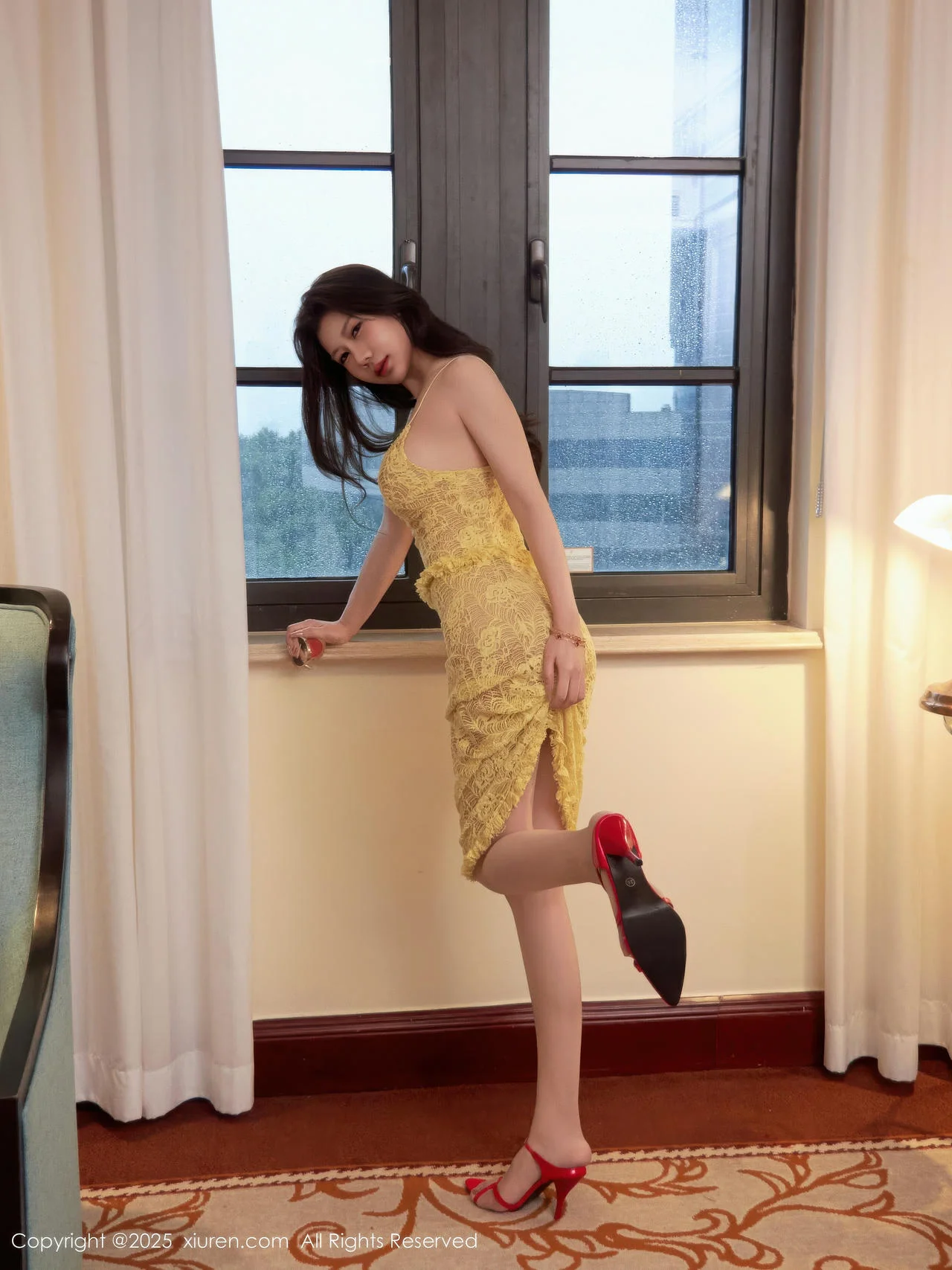 秀人集.com_[XiuRen秀人网]No.10879_模特尹甜甜sunny性感淡黄蕾丝裙配超薄肉色秀完美身材诱惑写真82P