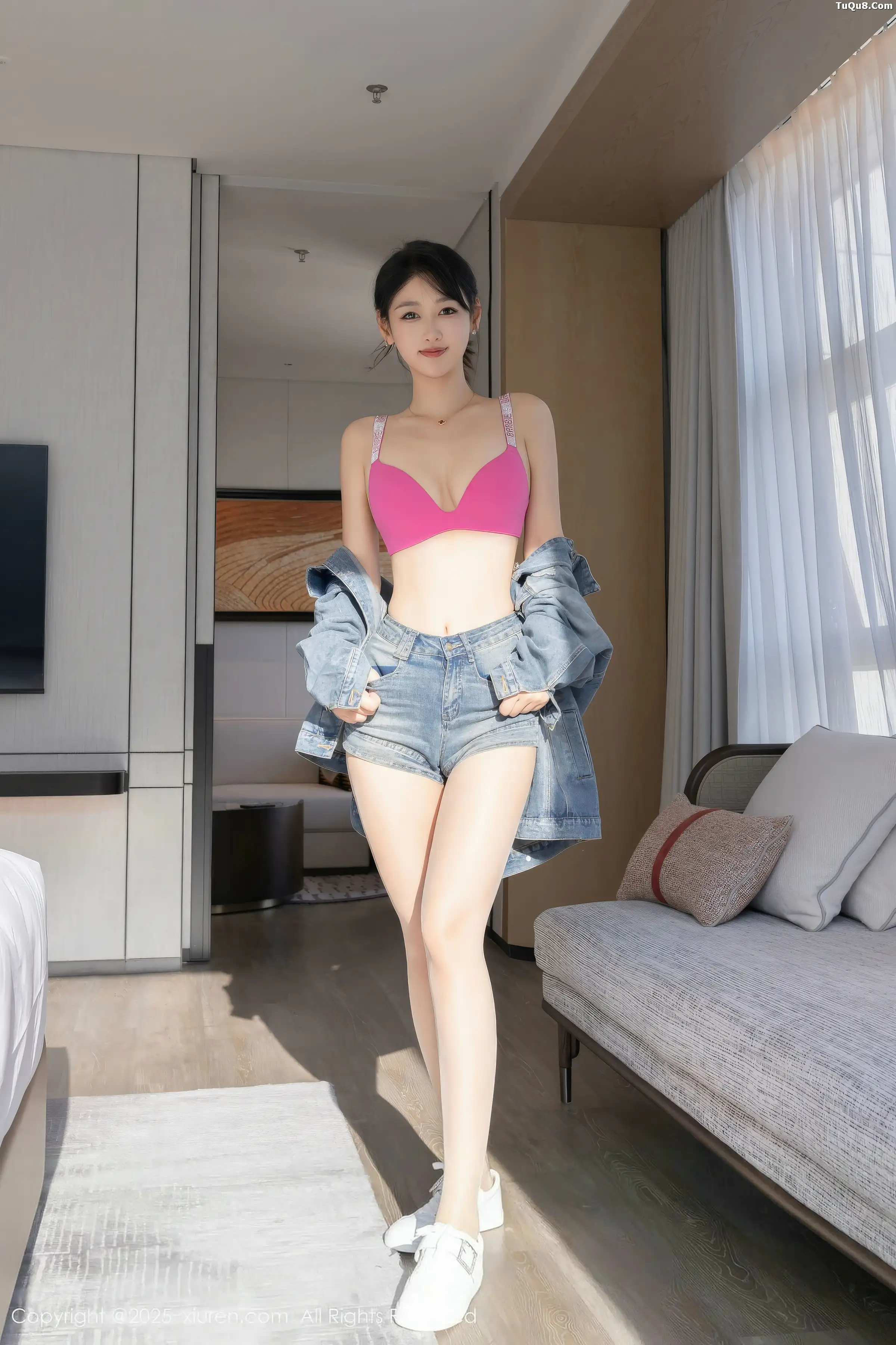 秀人集.com_[XiuRen秀人网]No.11083_模特唐安琪性感牛仔套装露粉红内衣配开档黑丝秀翘臀美腿诱惑写真79P